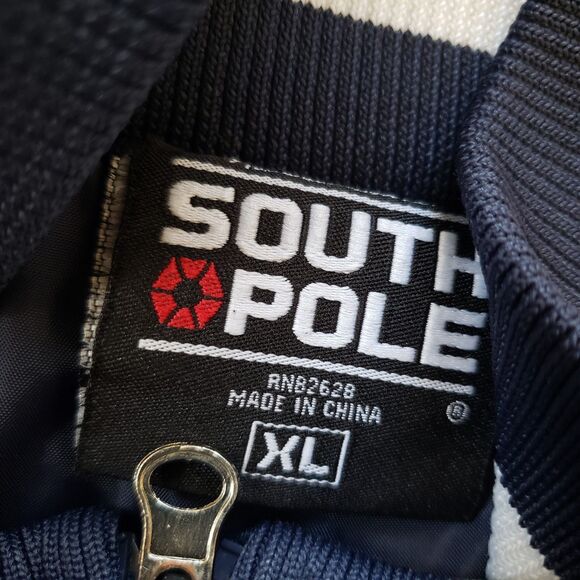 Vintage Southpole Letterman Sz XL Mens Blue Full Zip Embroidered Varsity Jacket - Picture 4 of 9